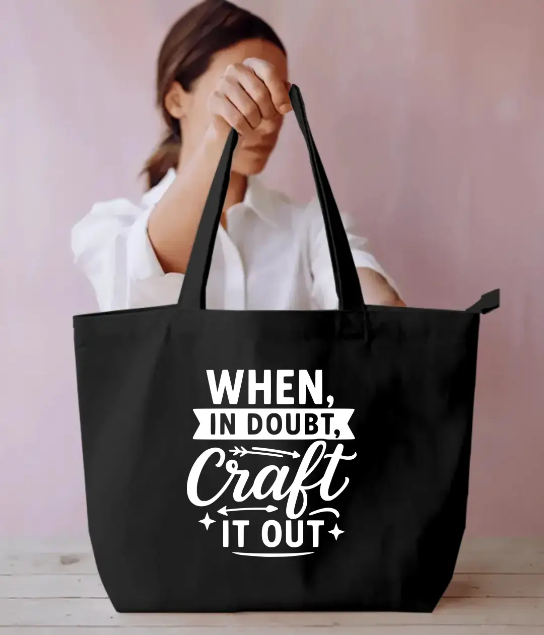 Craft Lovers Everyday Large Black Tote Bag