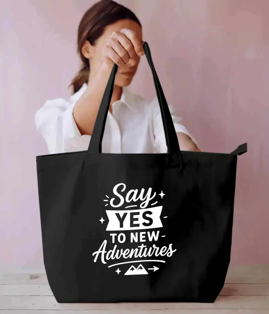 New Adventure Everyday Large Black Tote Bag