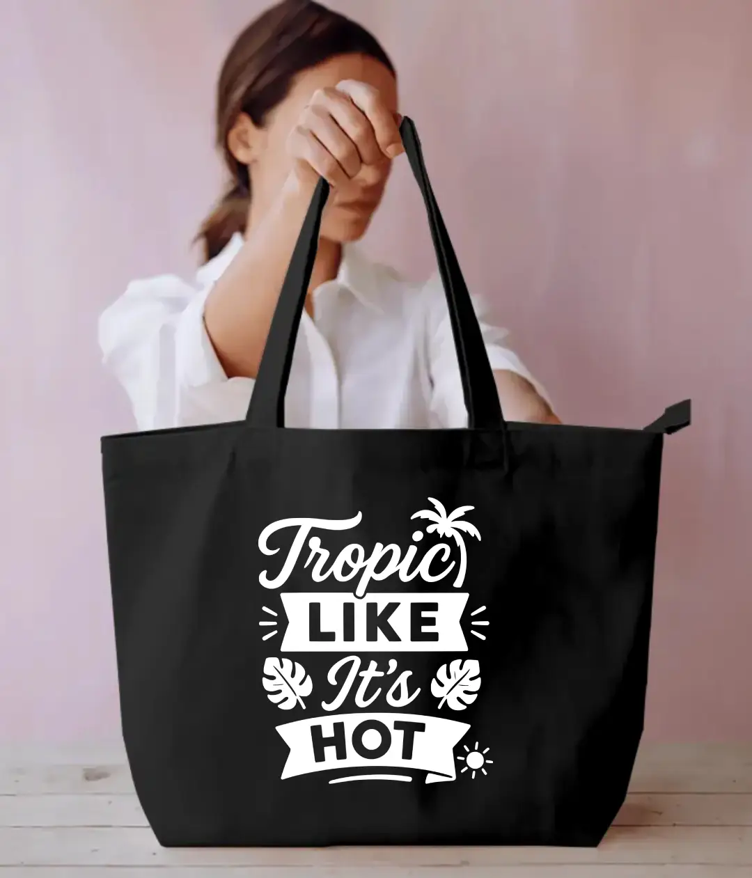 Tropic Like Its Hot Everyday Large Black Tote Bag