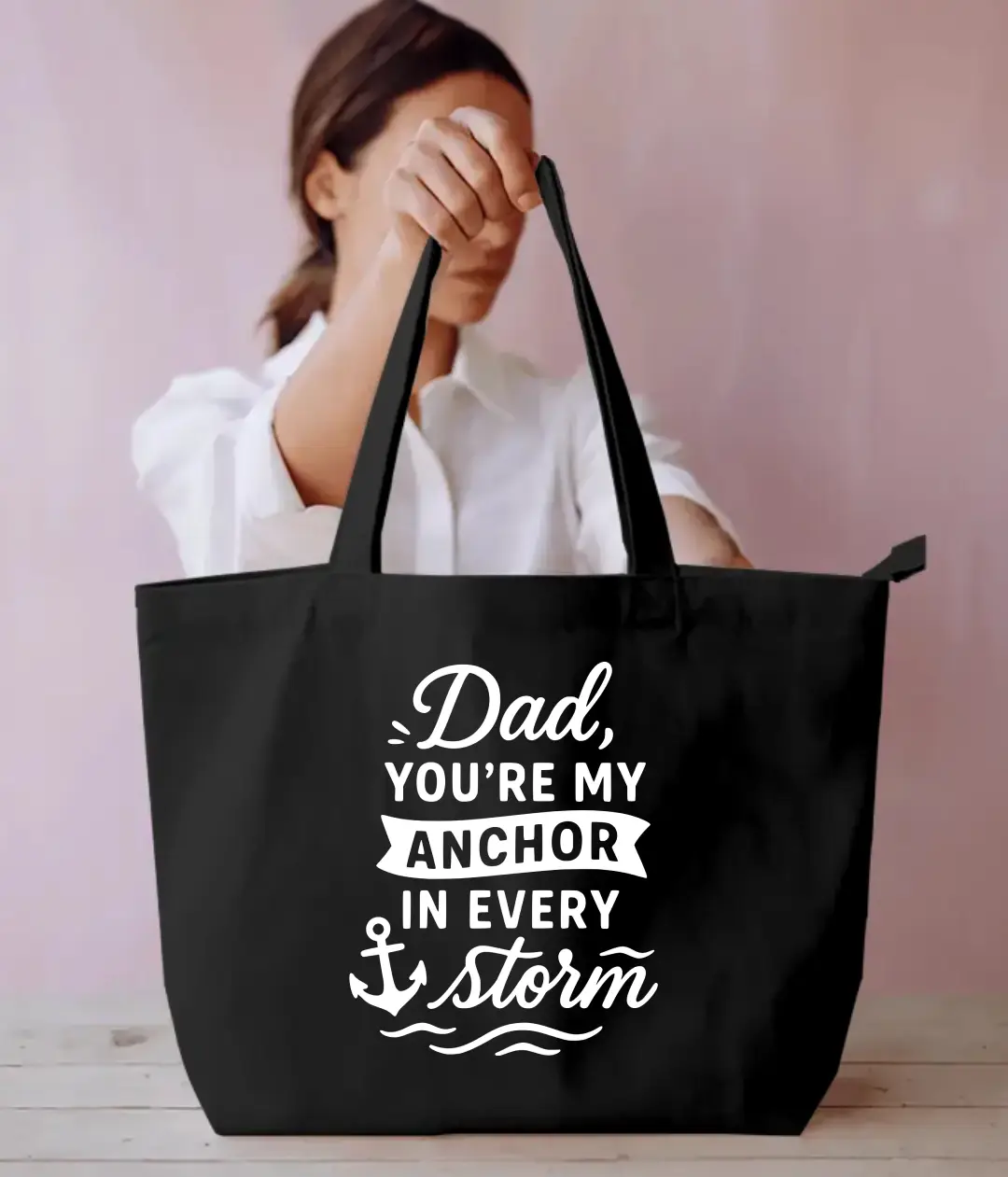 Dad You Are My Anchor Everyday Large Black Tote Bag
