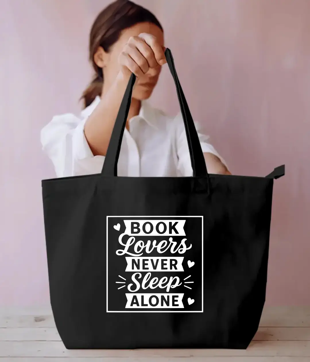 Book Lovers Everyday Large Black Tote Bag
