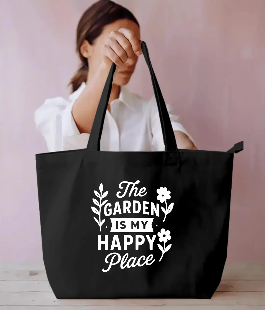 Garden Hangout Everyday Large Black Tote Bag