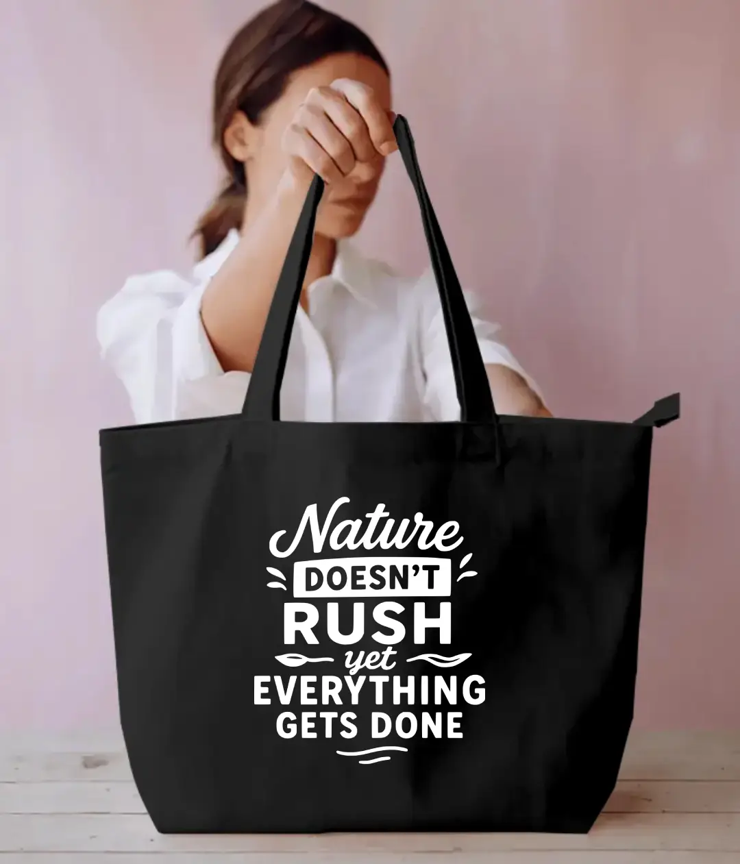 Nature Quote Everyday Large Black Tote Bag