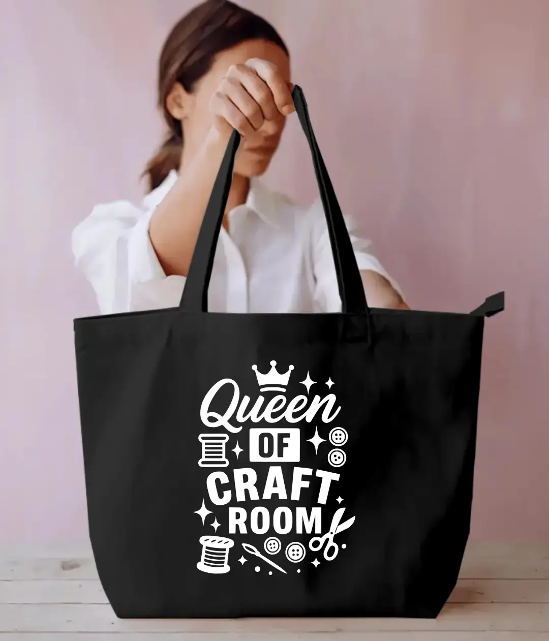 Queen Of Craft Room Everyday Large Black Tote Bag