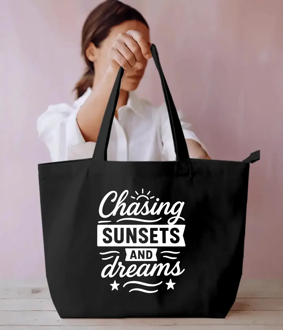 Chasing Dreams Everyday Large Black Tote Bag
