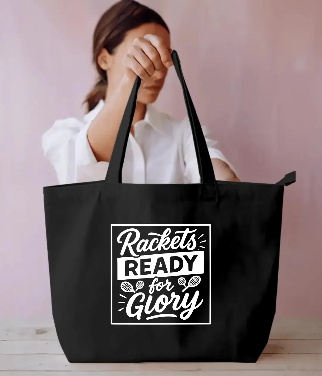 Rackets Ready For Glory Black Tote Bag