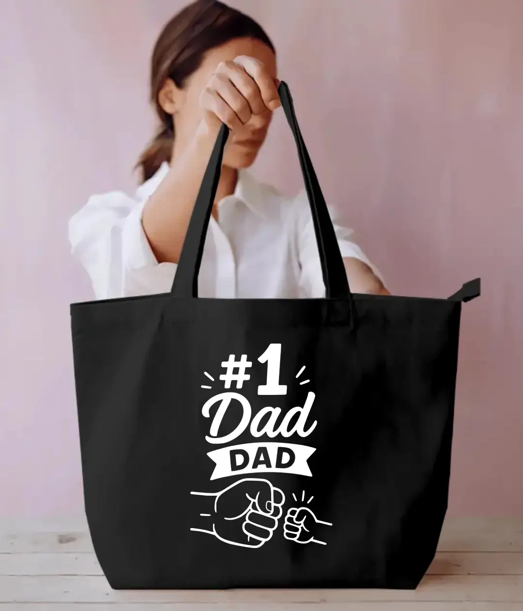 Number One Dad Large Black Tote Bag
