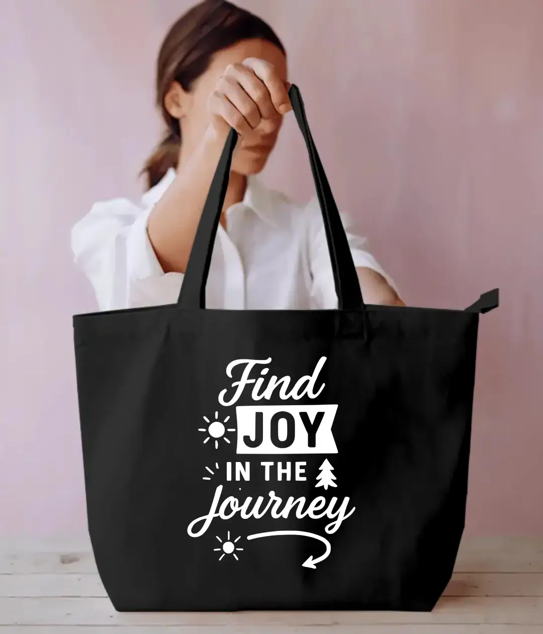 Joy In Journey Large Black Tote Bag