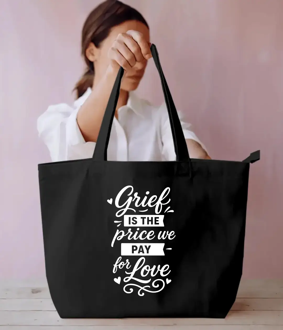 Love Quote Large Black Tote Bag