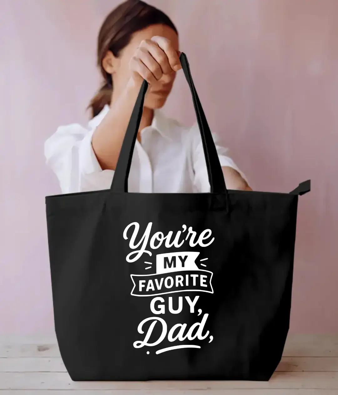 My Favourite Daddy Large Black Tote Bag