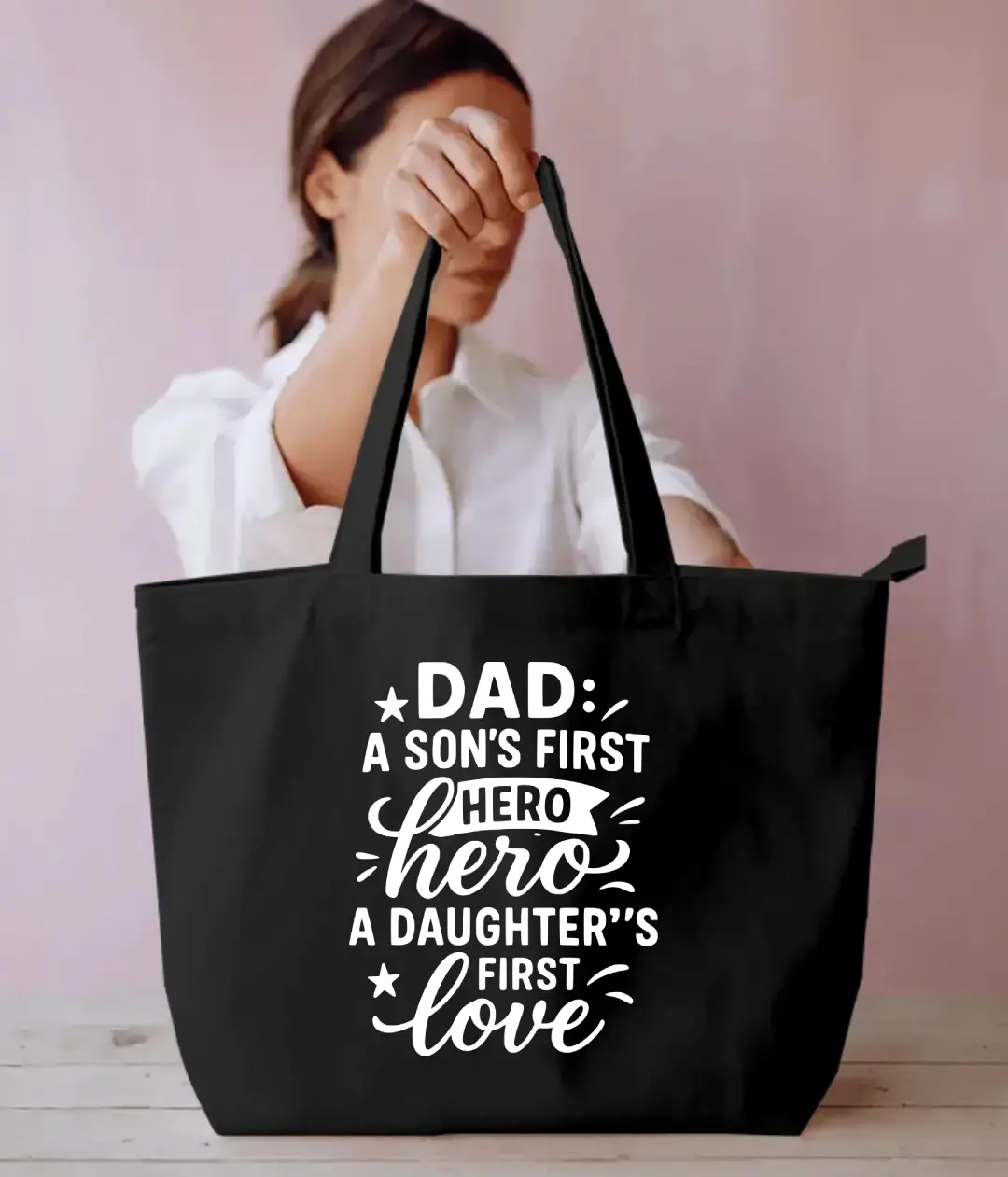 Family Quote Everyday Large Black Tote Bag