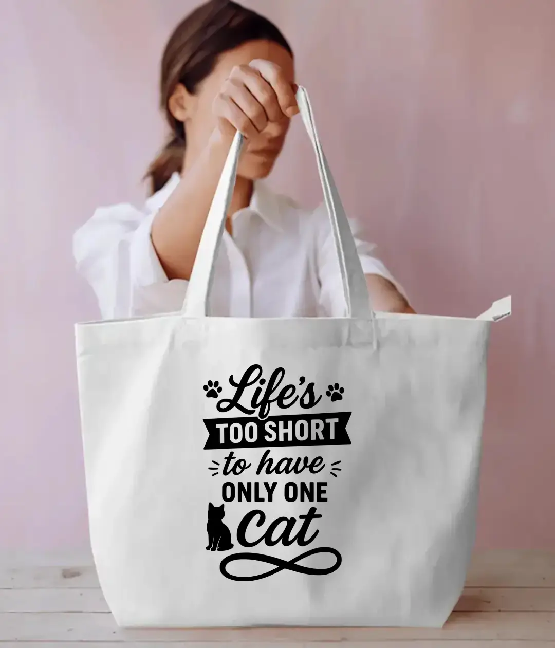 Cat Lovers Everyday Large White Tote Bag