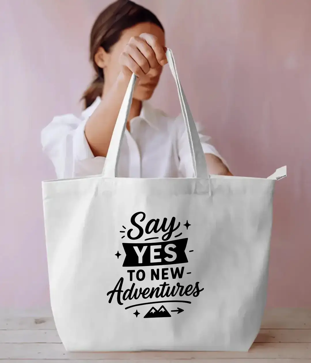 New Adventure Everyday Large White Tote Bag
