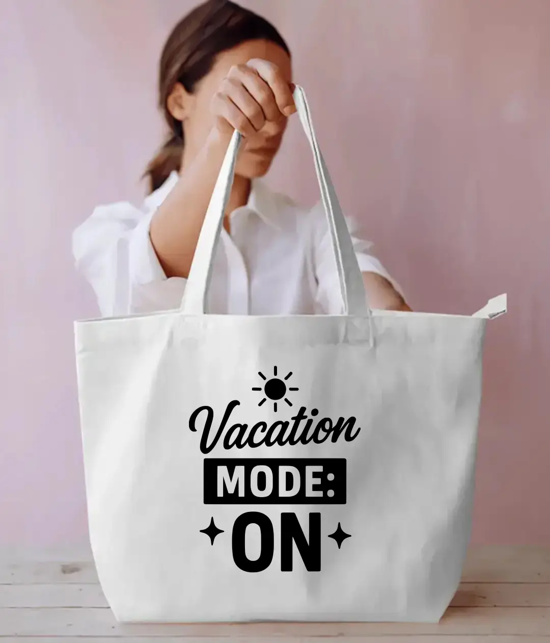 Vacation Mode On Everyday Large White Tote Bag