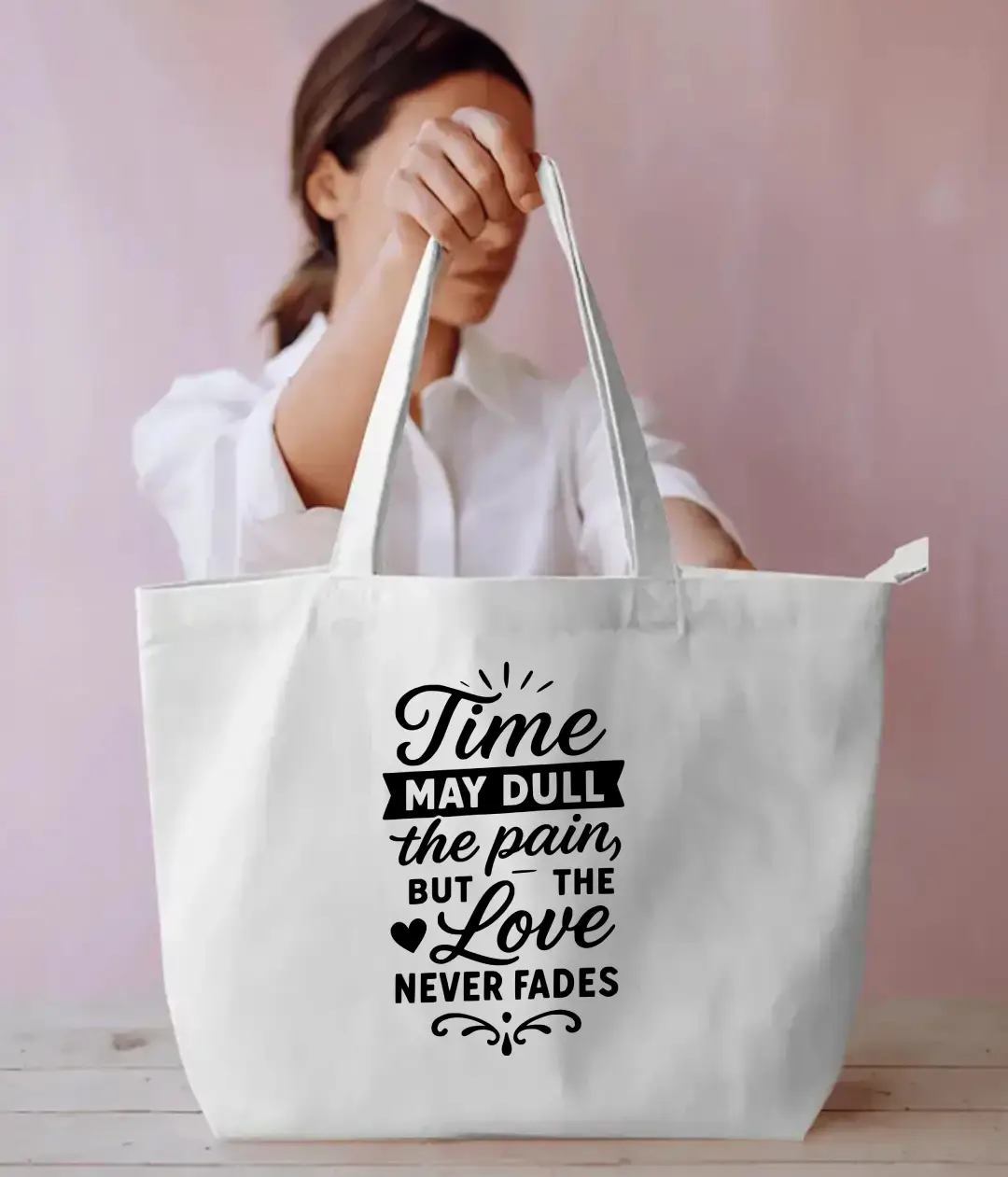 Love Never Fades Everyday Large White Tote Bag