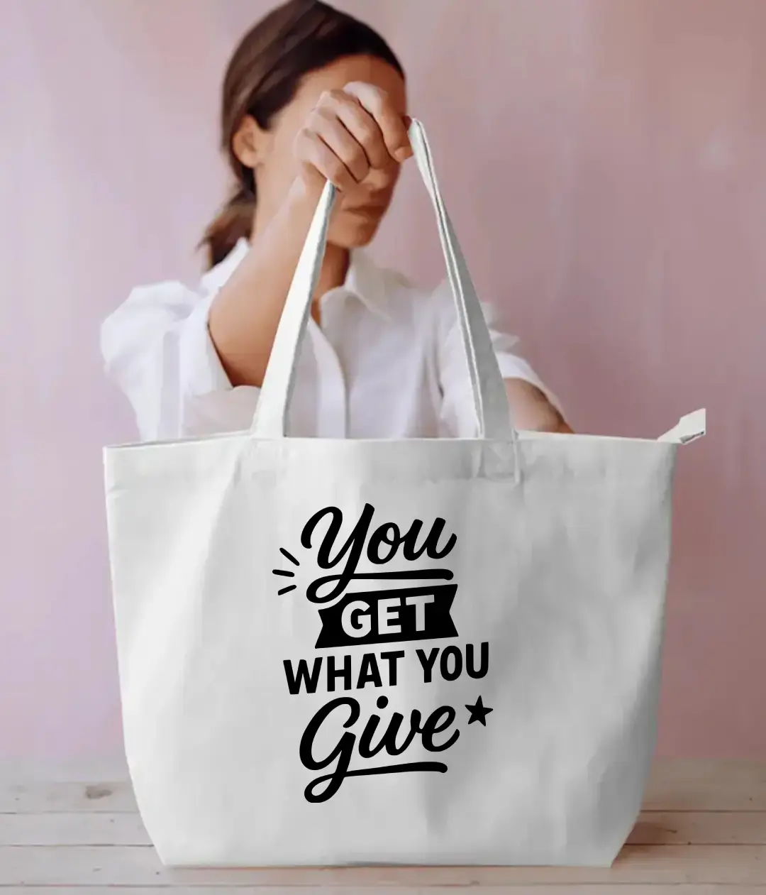 You Get What You Give Everyday Large White Tote Bag