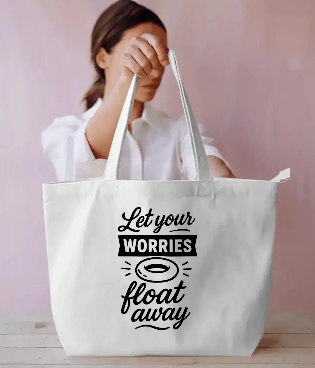 Let Worries Float Away Everyday Large White Tote Bag