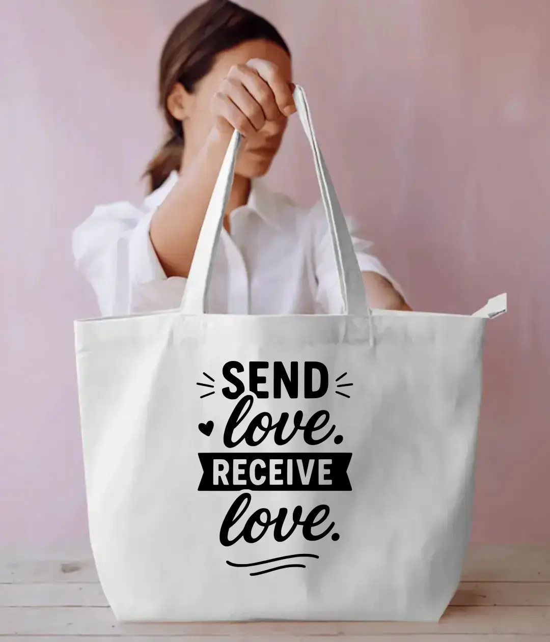 Send Love Receive Love Large White Tote Bag