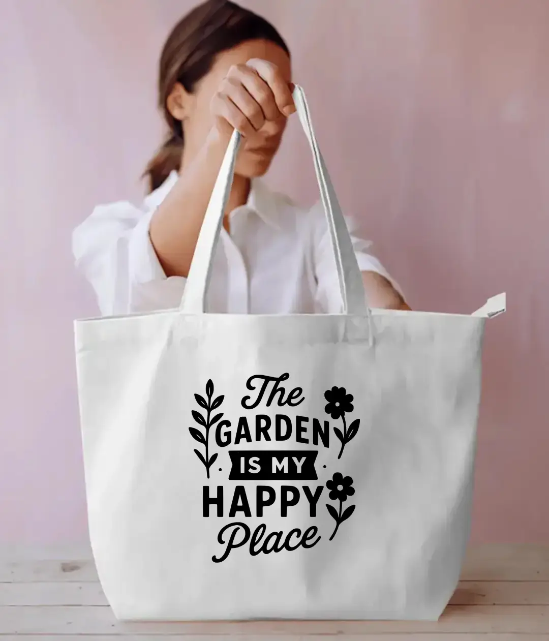Garden Hangout Everyday Large White Tote Bag