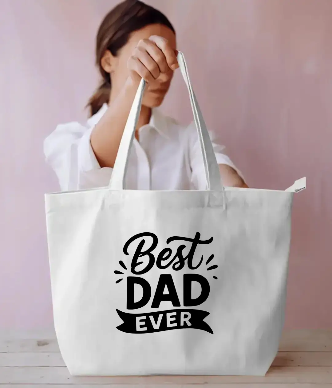 Best Dad Ever Large White Tote Bag