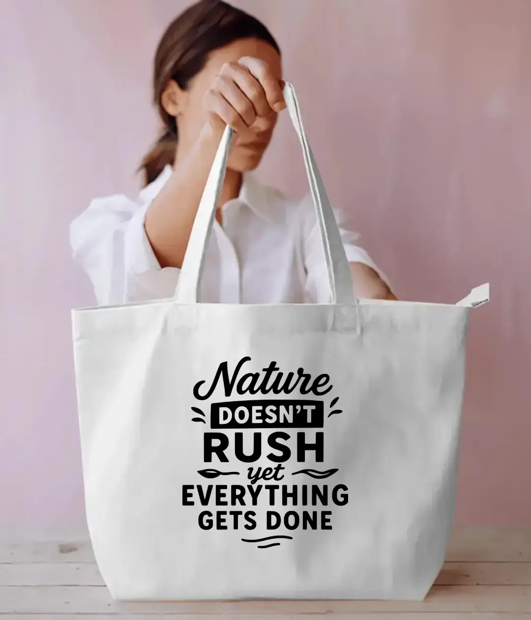 Nature Quote Everyday Large White Tote Bag