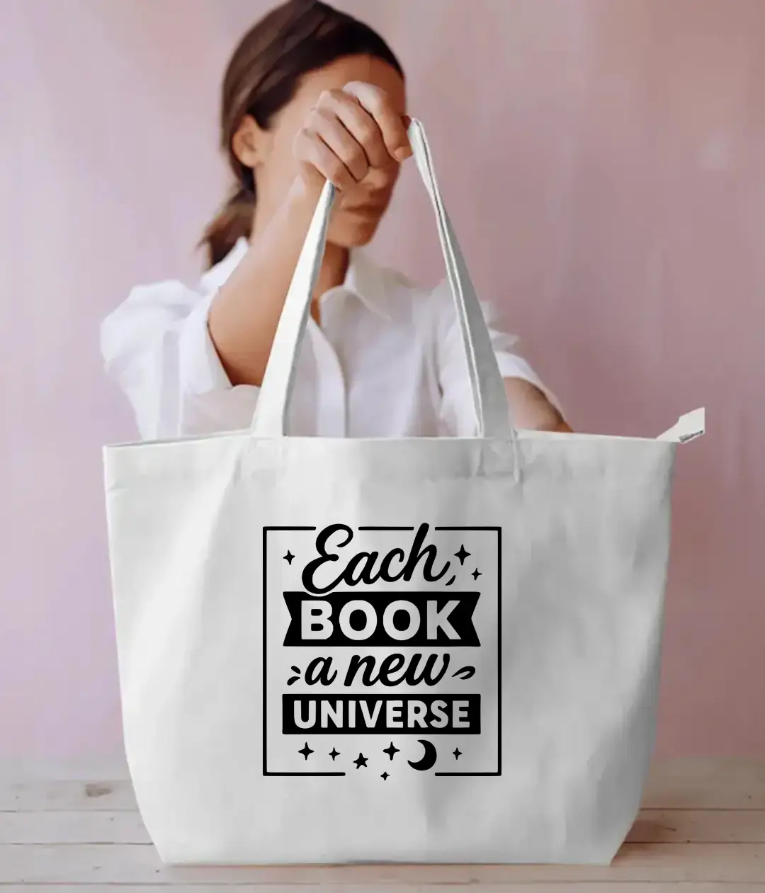 Each Book New Universe Large White Tote Bag