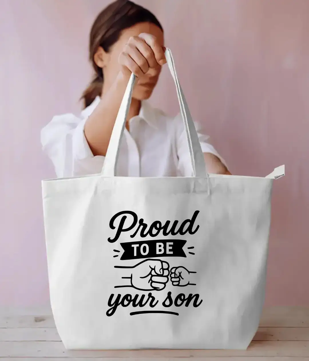 Proud To Be Your Son Large White Tote Bag