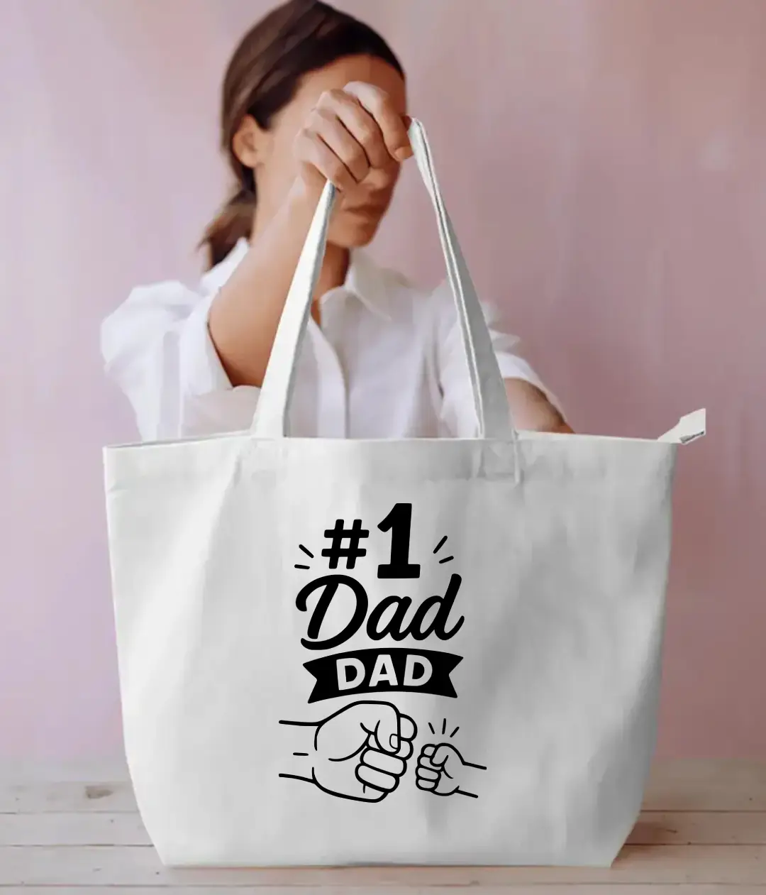 Number One Dad Large White Tote Bag