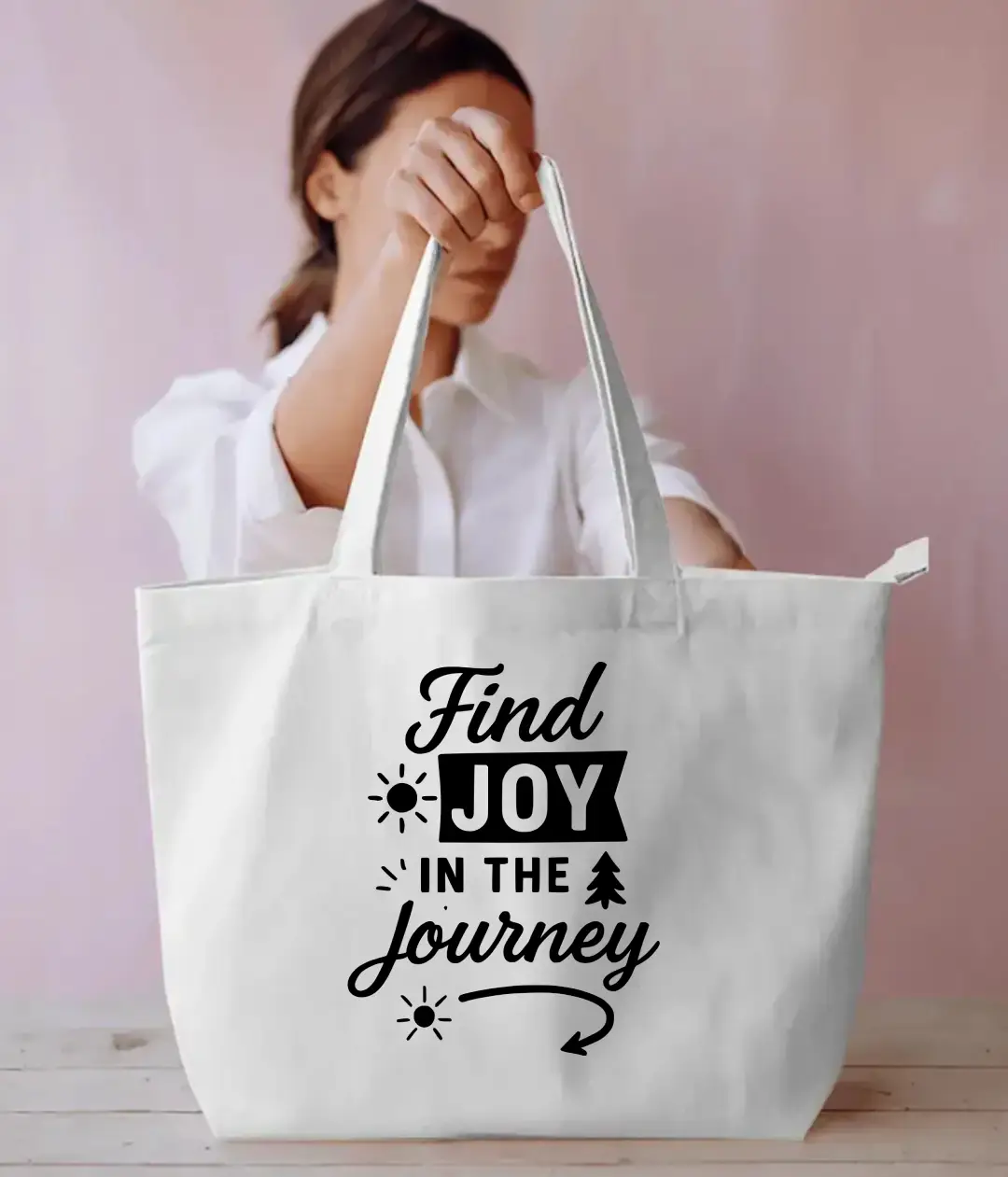 Joy In Journey Large White Tote Bag