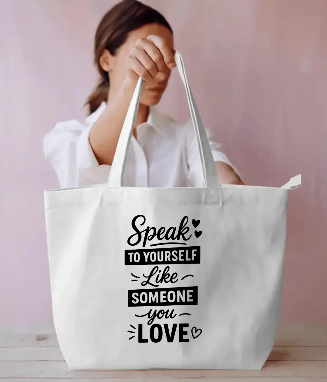 Self Motivation Large White Tote Bag