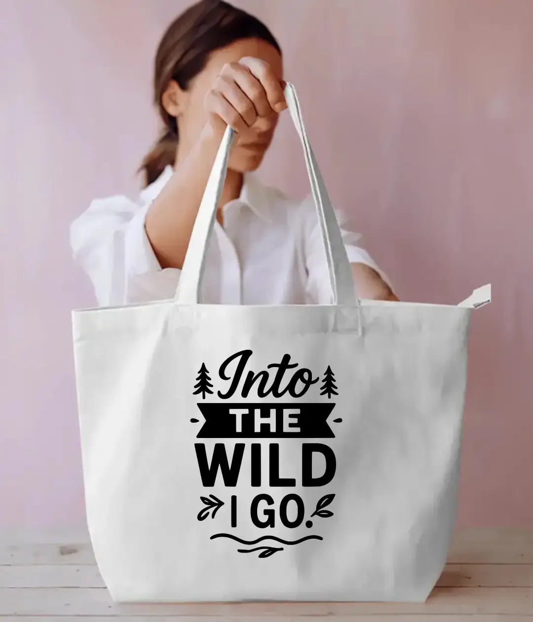 Into Wild I Go Large White Tote Bag
