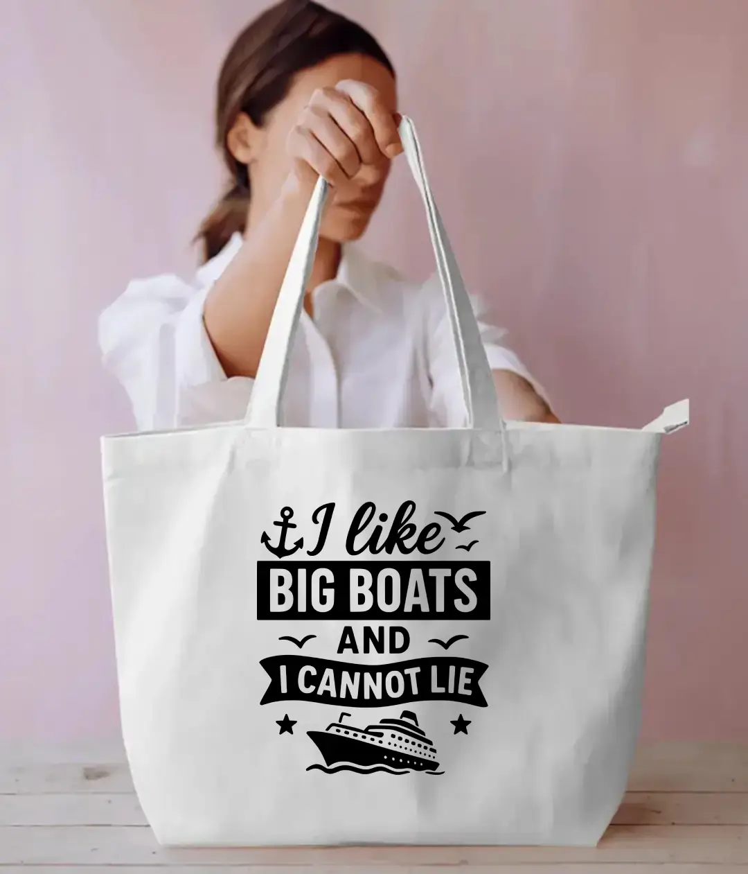 Big Boats Cruise Quote Large White Tote Bag