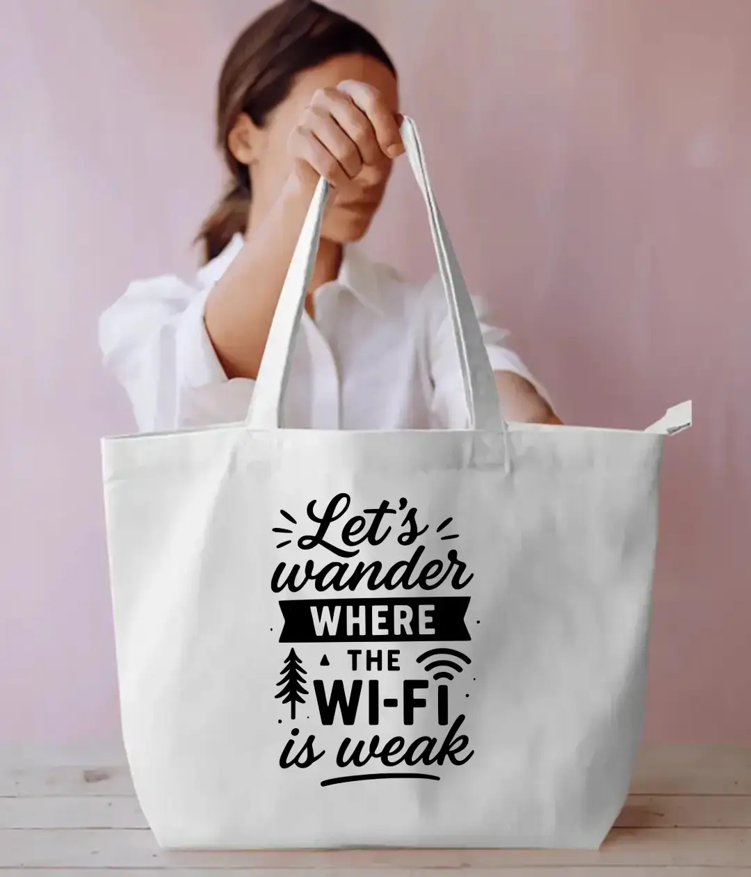 Lets Wander in Weak Wifi White Tote Bag