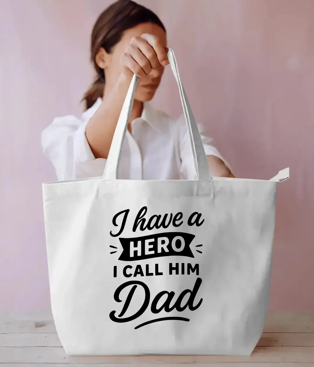 Dad Hero Large White Tote Bag
