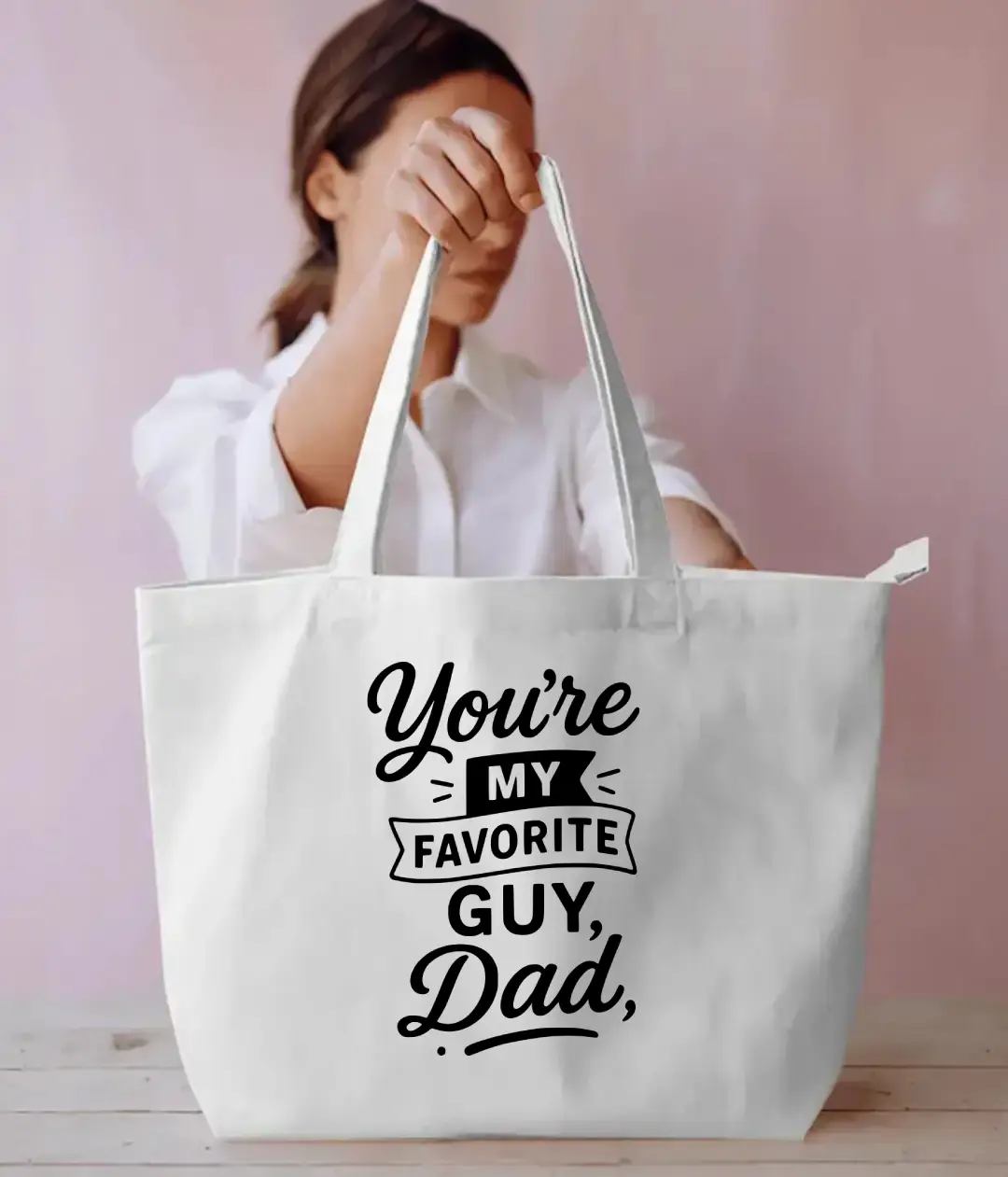 My Favourite Daddy Large White Tote Bag