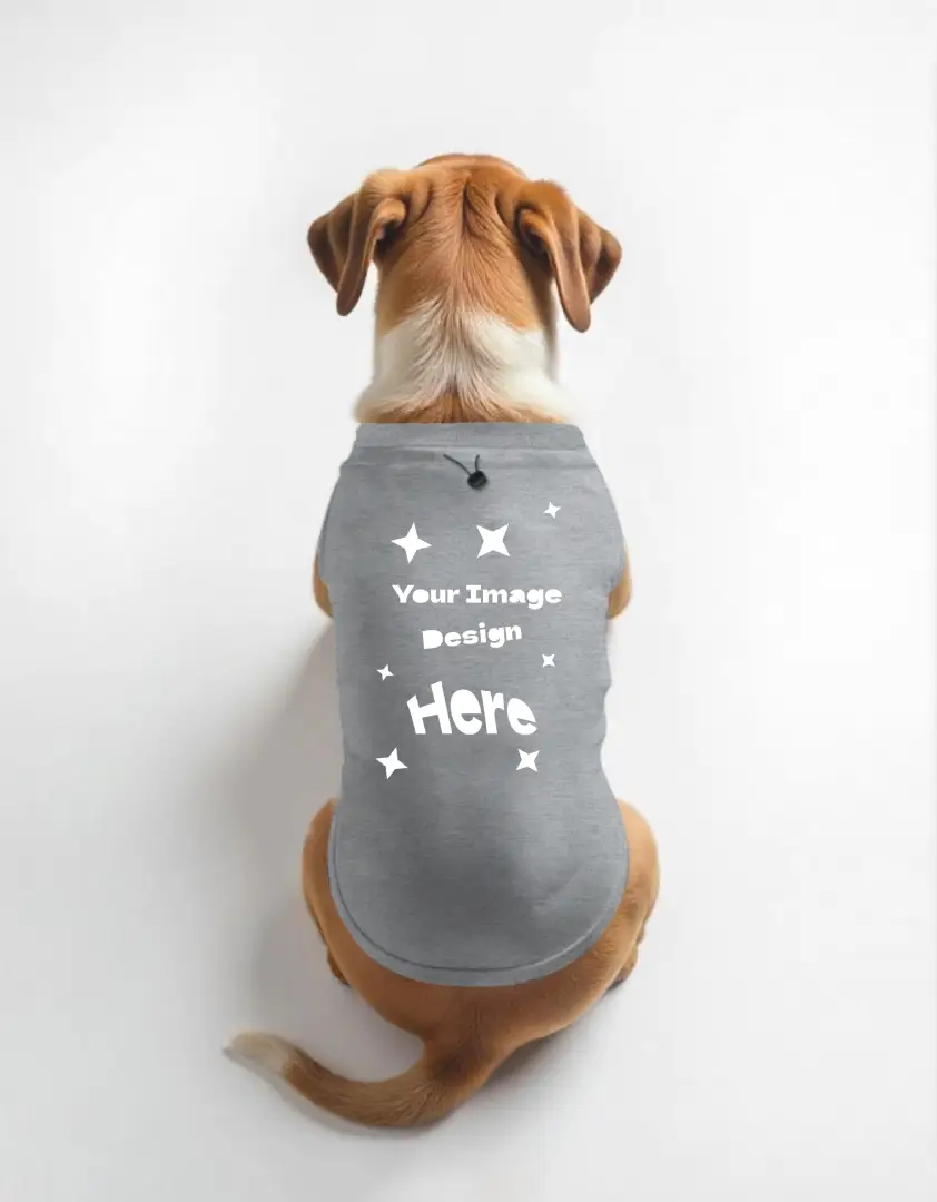 Customized Pet Dog Grey Cotton T-shirt