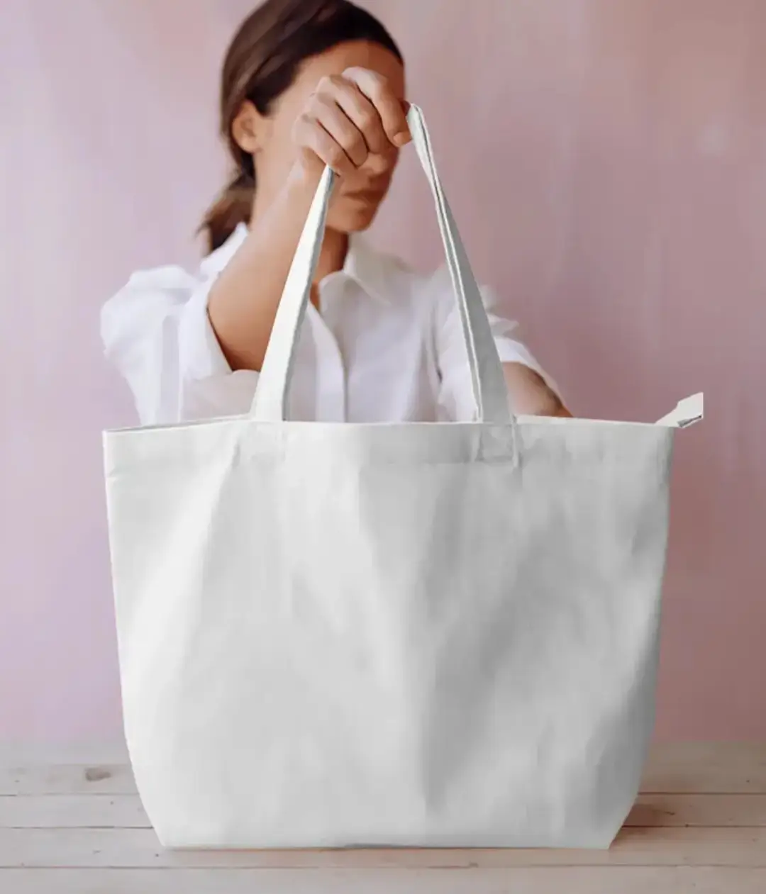 Everyday Large Plain White Tote Bag