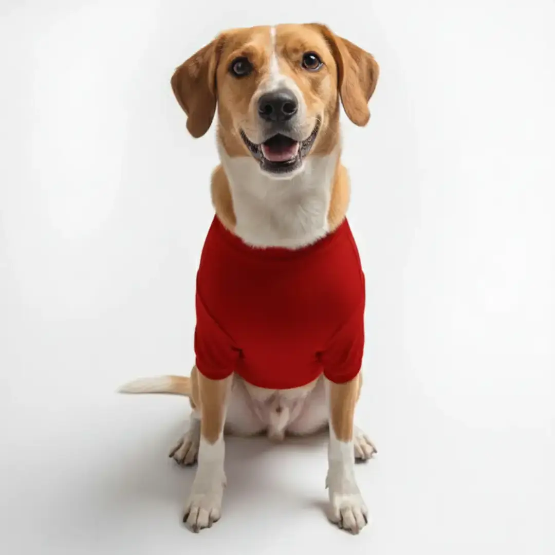 Customized Pet Dog Red Cotton T-shirt - Image 2