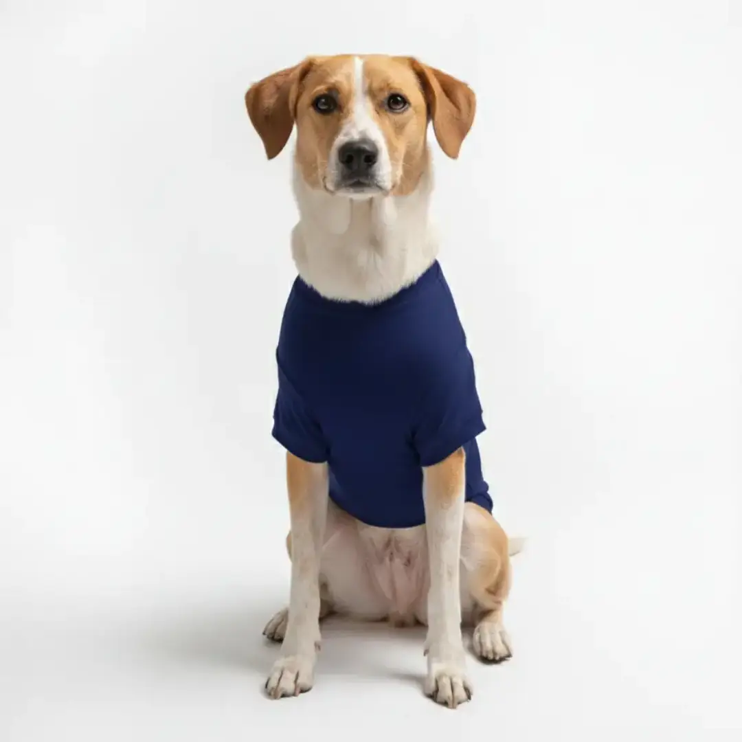 Customized Pet Dog Royal Blue Cotton T-shirt - Image 2