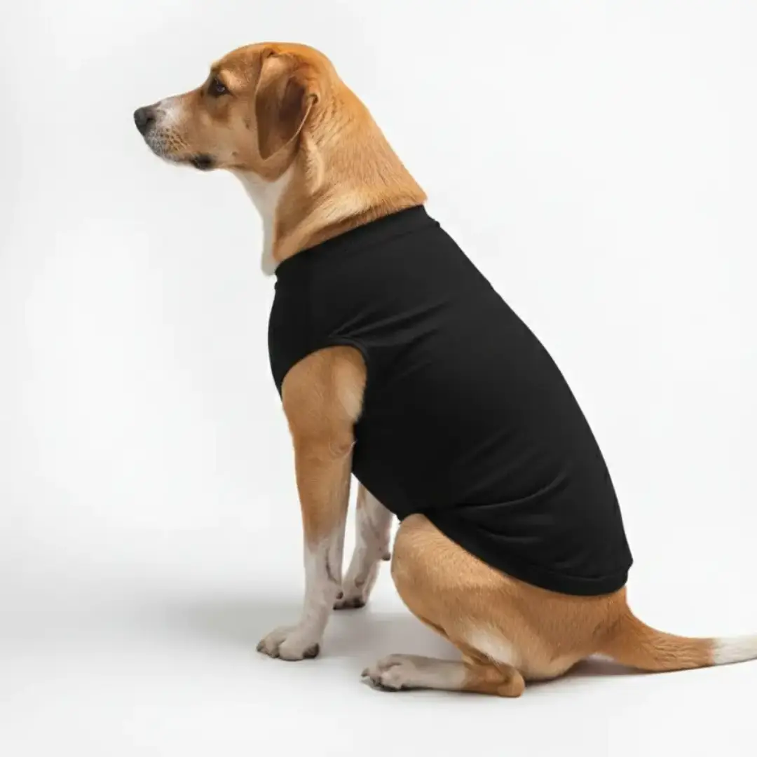 Customized Pet Dog Black Cotton T-shirt - Image 3