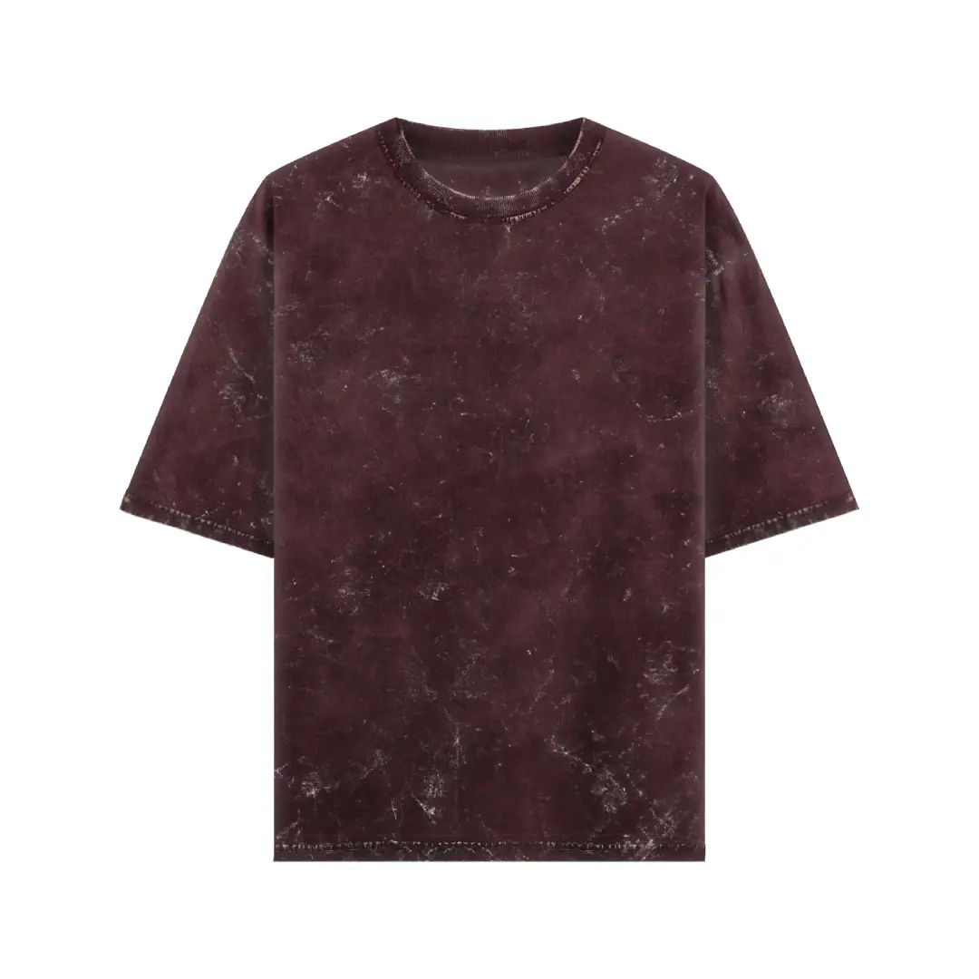 Acid Washed Oversized Classic T shirt Maroon
