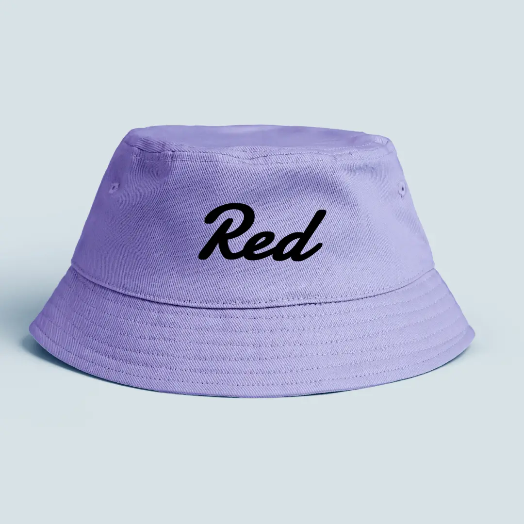 Red Word On Lavender Color Bucket Hat