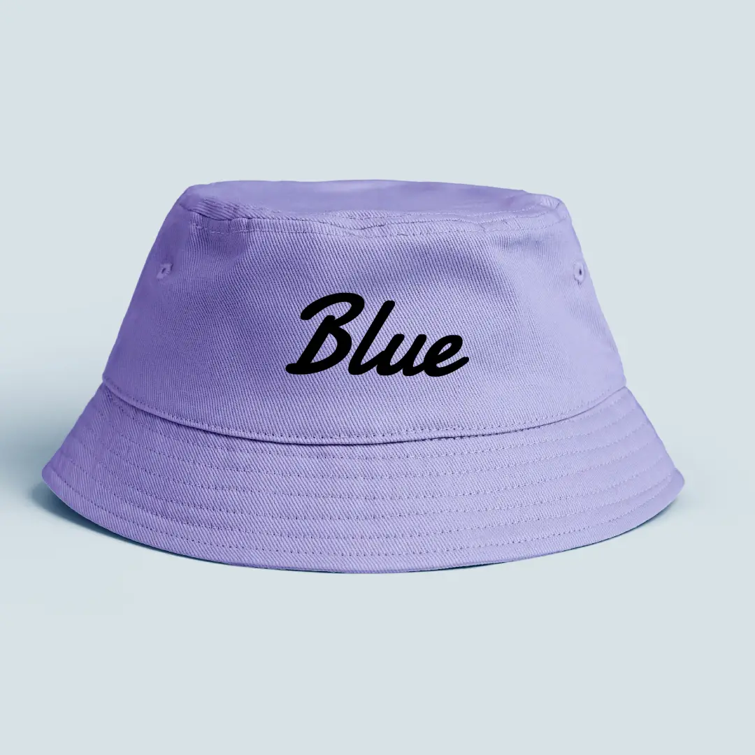 Blue Word On Lavender Color Bucket Hat