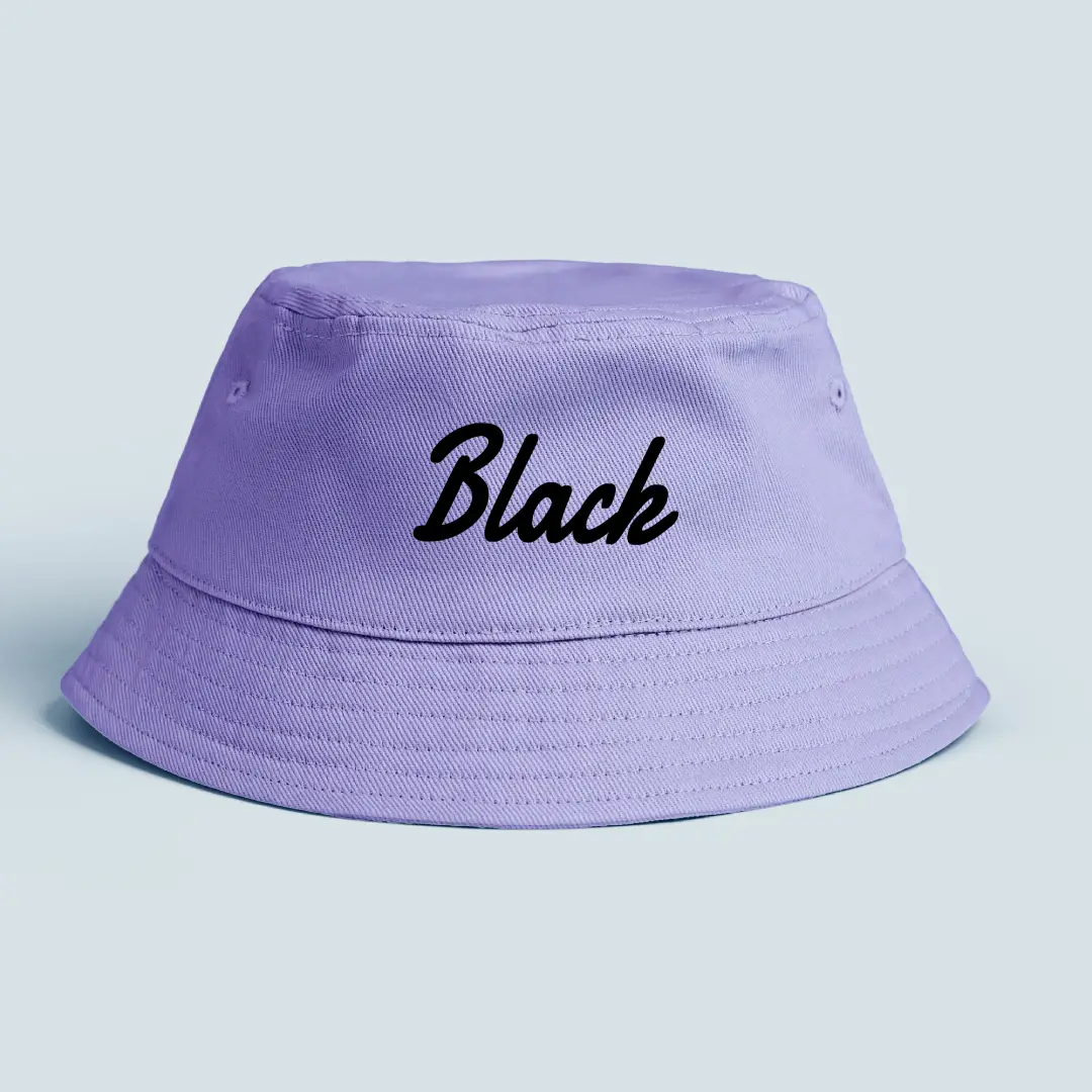Black Word On Lavender Color Bucket Hat