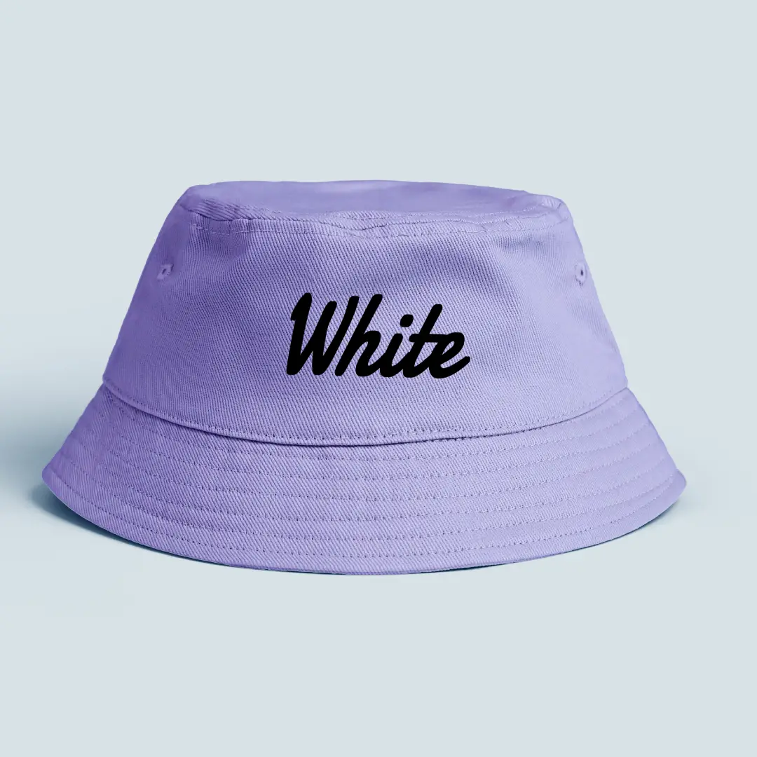 White Word On Lavender Color Bucket Hat