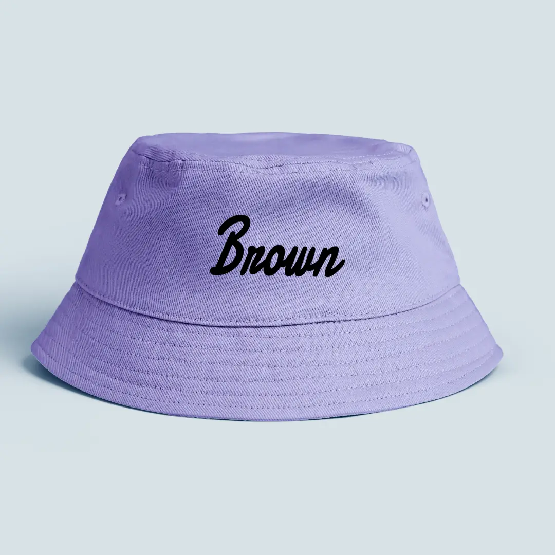 Brown Word On Lavender Color Bucket Hat