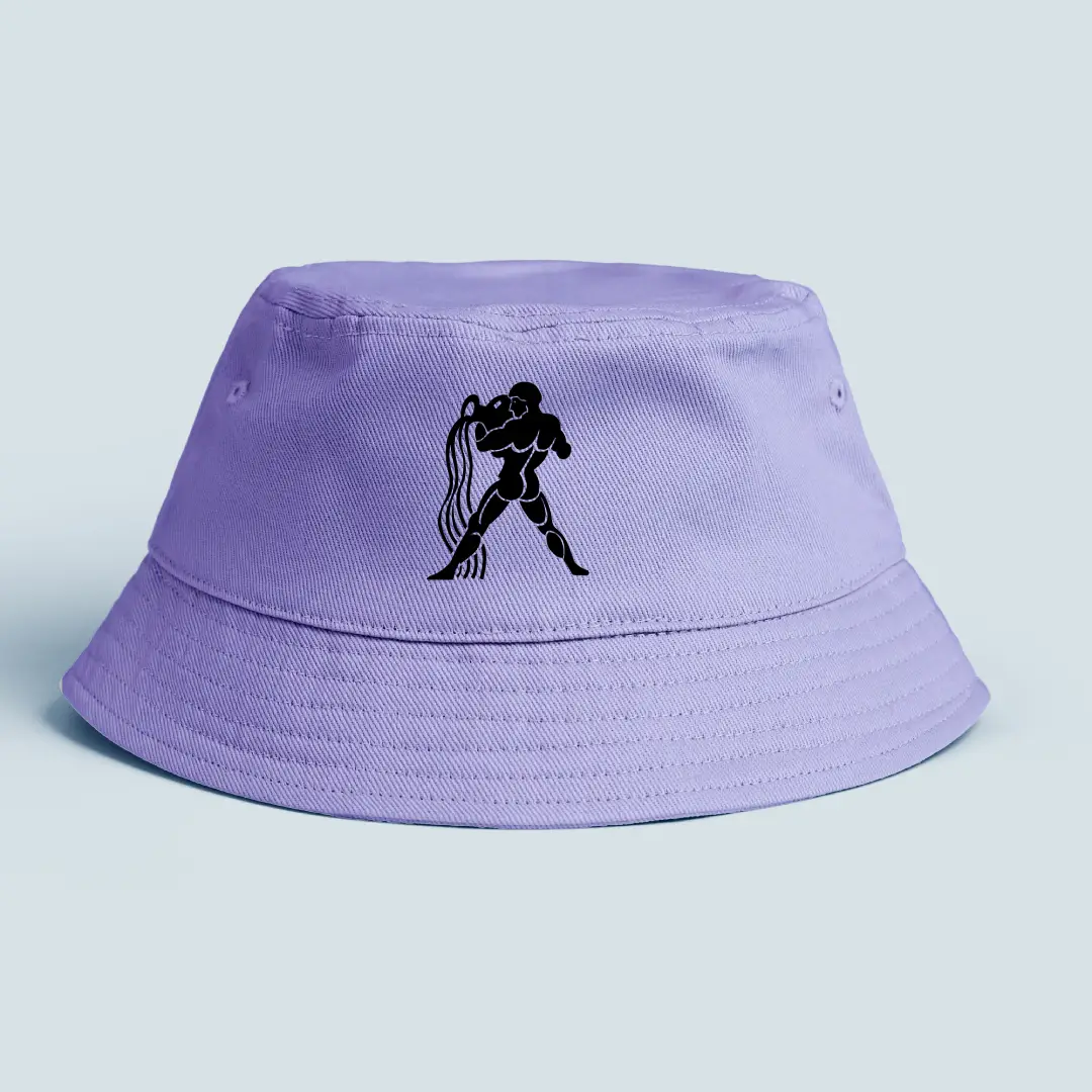 Aquarius Astrology Symbol Printed On Lavender Bucket Hat