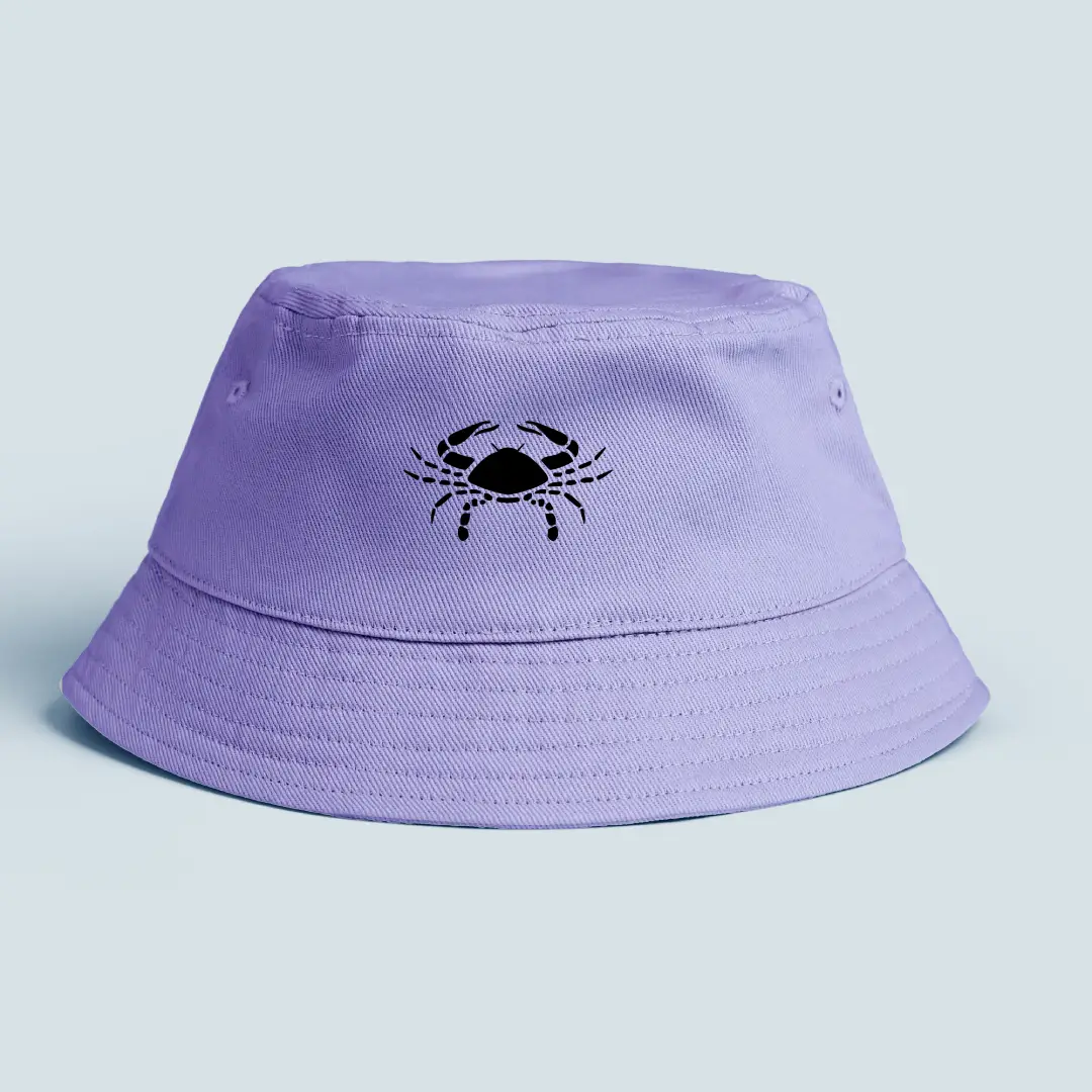 Cancer Astrology Symbol Printed On Lavender Bucket Hat