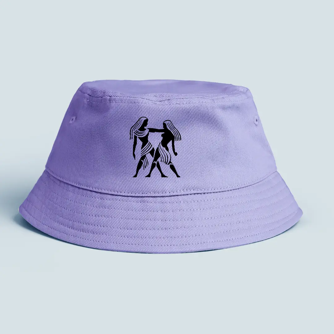 Gemini Astrology Symbol Printed On Lavender Bucket Hat