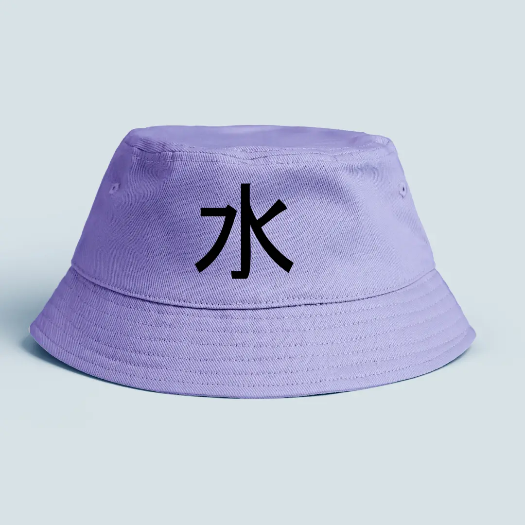 Water Elements Printed On Lavender Bucket Hat